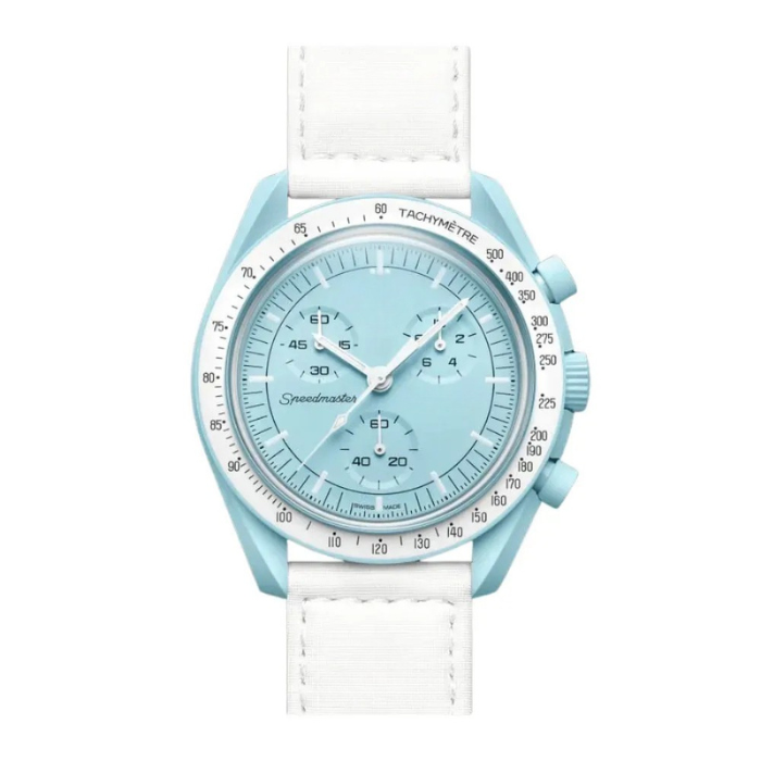 Celestial Chrono – Ice Blue Edition | White Strap