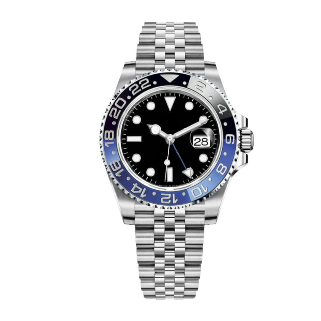 World Explorer GMT 40 – Black Dial | Stainless Steel Jubilee Bracelet