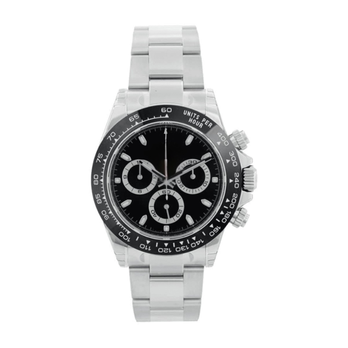 Speed Racing Chrono 40 – Black Dial with White Subdials | Steel Bracelet