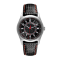 Classic Heritage – Black Dial with Red Accents | Textured Strap