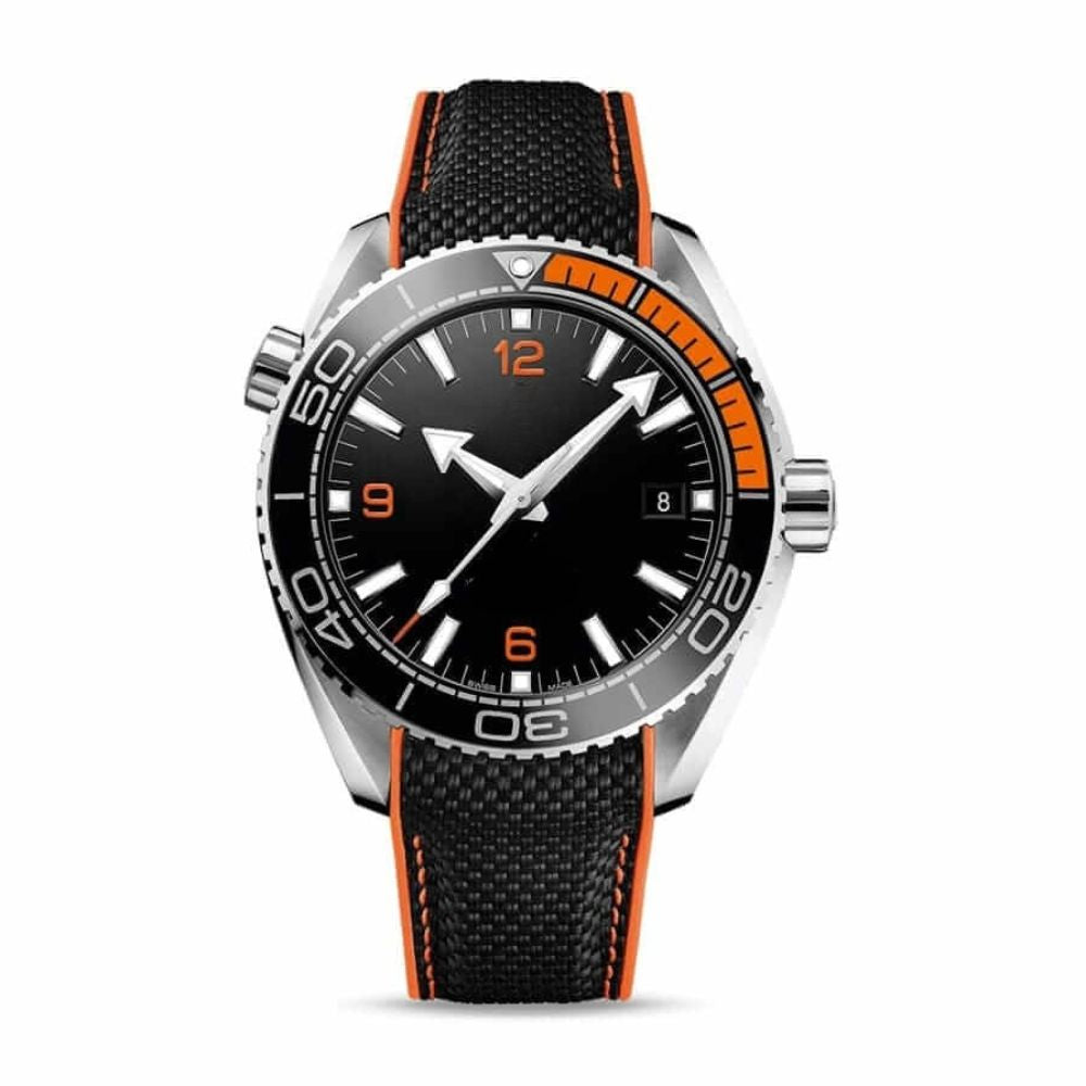 Ocean Diver Pro – Black Dial with Orange Accents | Sport Strap